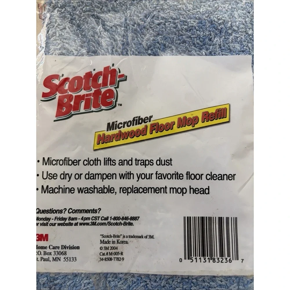 Scotch-Brite Hardwood Floor Mop Refill Pads Microfiber M005R Use Dry or Damp